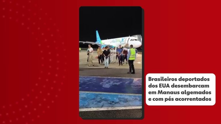 Deportados dos EUA chegam ao Brasil algemados e com pés acorrentados