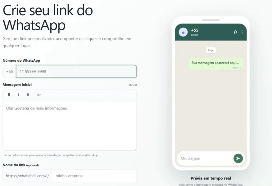 WhatsFácil ganha nova plataforma e gerador de botão flutuante grátis para WhatsApp Criar Link De WhatsApp