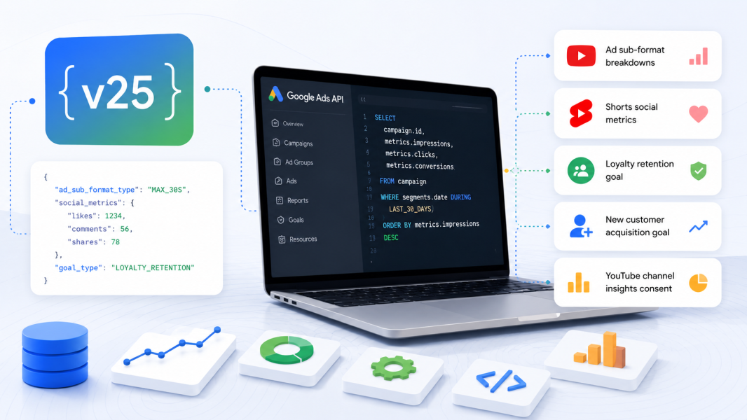 Google Ads API v25 traz métricas do YouTube e nova meta de fidelização
