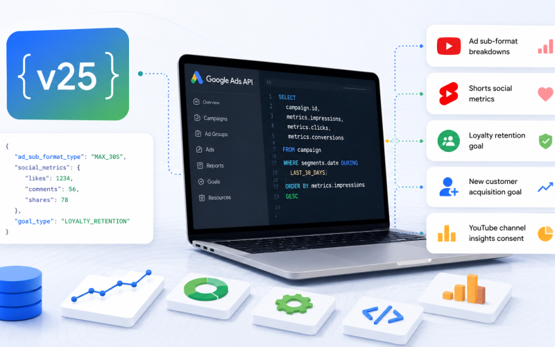 Google Ads API v25 traz métricas do YouTube e nova meta de fidelização