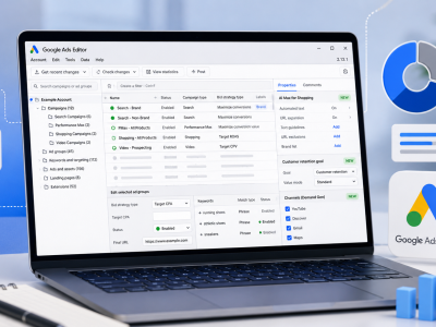Atualização do Google Ads Editor 2.13 traz suporte a AI Max em campanhas de Shopping