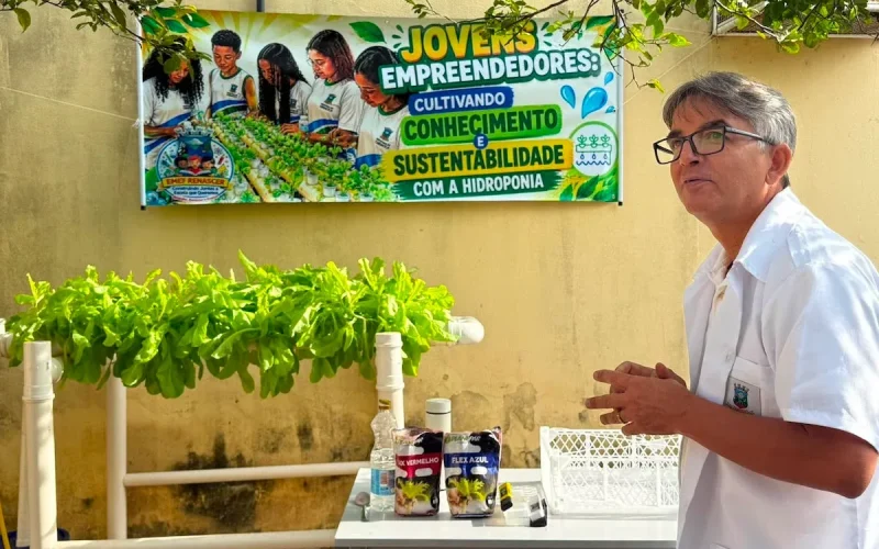 Horta hidropônica transforma aulas de química na escola de Cariacica