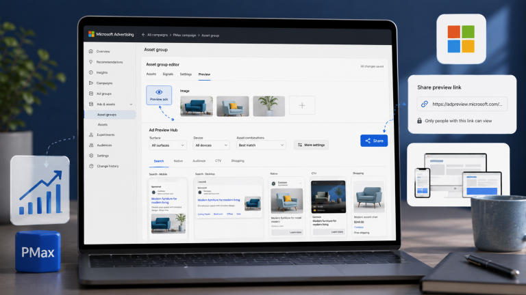 Microsoft Ads introduz Hub de Prévia de Anúncios em Campanhas Performance Max