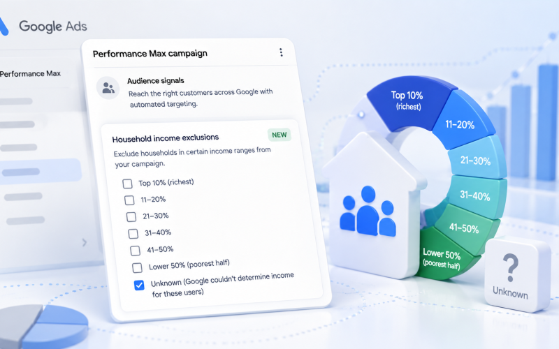 Google introduz exclusões de renda familiar em campanhas Performance Max