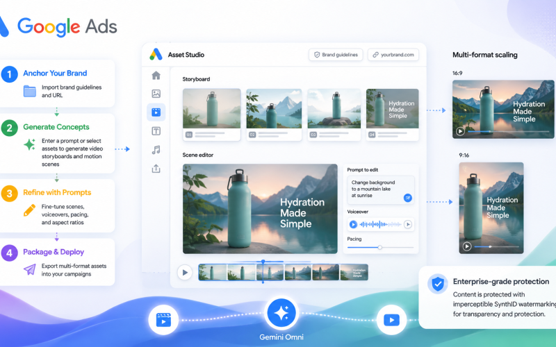 Google Ads integra Gemini Omni para criação de vídeos multi-formato