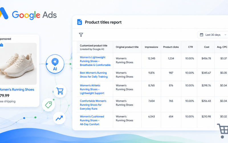 Google Ads introduz relatório sobre títulos de produtos gerados por IA