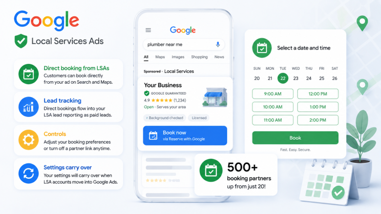 Google amplia opções de agendamento direto em Anúncios de Serviços Locais