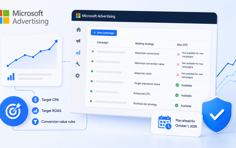 Mudanças no Microsoft Advertising: fim do limite de CPC em novas campanhas de lances
