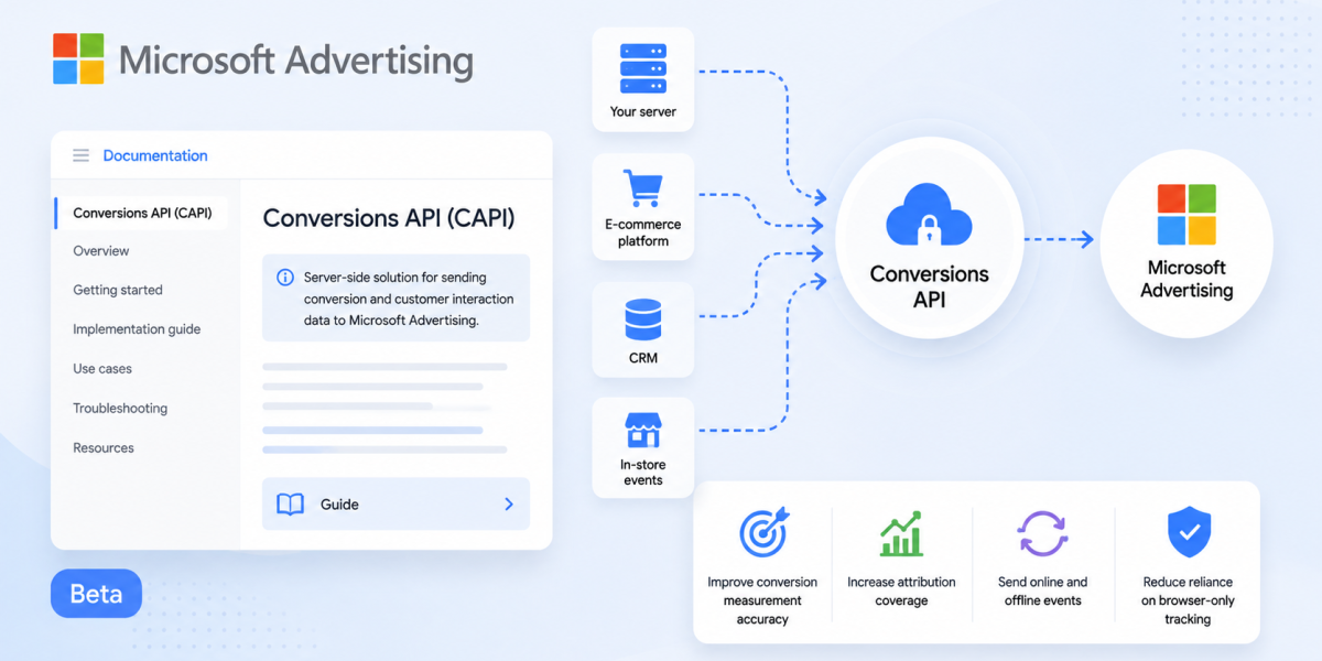 Microsoft Advertising disponibiliza documentação da Conversions API para anunciantes