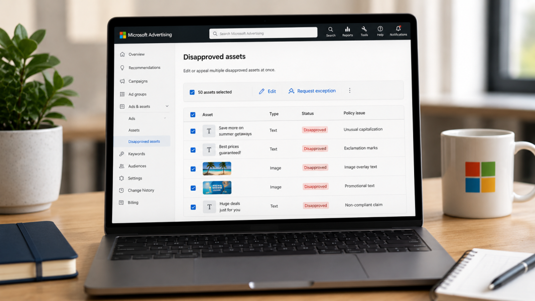 Microsoft Advertising facilita gestão de anúncios com edição em massa de ativos recusados