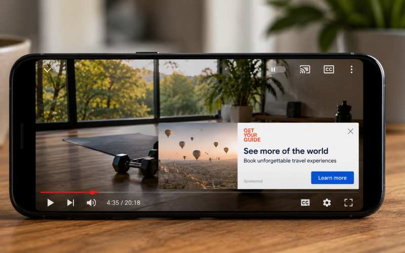 YouTube testa anúncios de imagem durante reprodução de vídeos em celular