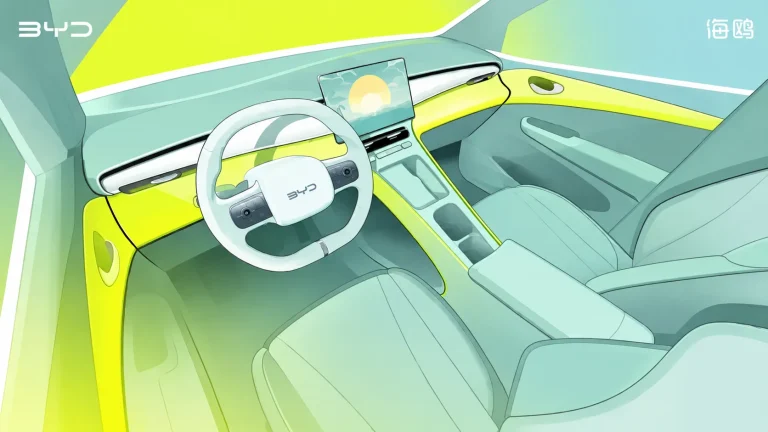 BYD Dolphin Mini inova com cabine sem painel e tela central, chegada em 2028